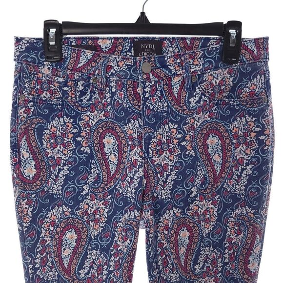 NYDJ For Chicos Floral Paisley Multicolor Skinny Ankle Liftxtuck Tech Jeans 6 - Picture 4 of 9